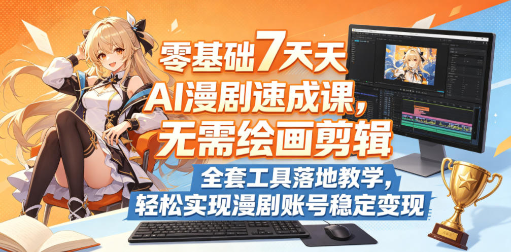 零基础7天AI漫剧速成课，无需绘画剪辑，全套工具落地教学，轻松实现漫剧账号稳定变现-二当家网创资源站
