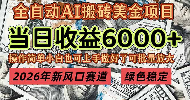 2026年新风口赛道，当日6000+以上，可批量放大，月收入20万+，长期绿色稳定的项目-二当家网创资源站