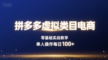 拼多多虚拟类目电商，零基础实战教学，单人操作每日100+-二当家网创资源站