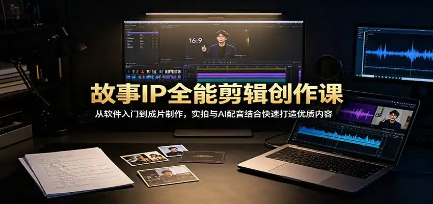 故事IP全能剪辑创作课:从软件入门到成片制作,实拍与AI配音结合快速打造优质内容-二当家网创资源站