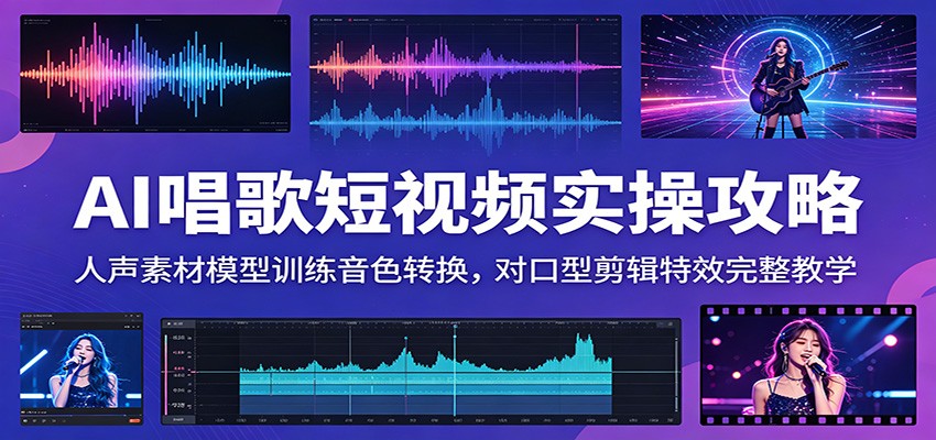 AI唱歌短视频实操攻略:人声素材模型训练音色转换,对口型剪辑特效完整教学-二当家网创资源站