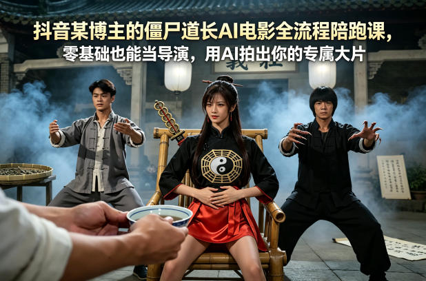 抖音某博主的僵尸道长AI电影全流程陪跑课，零基础也能当导演，用AI拍出你的专属大片-二当家网创资源站