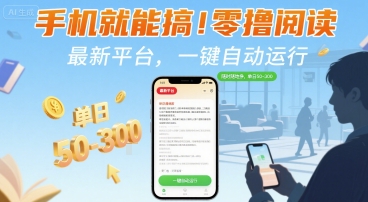 手机就能搞！零撸阅读挂G，最新平台，一键自动运行，随时随地挣，单日50-3张+【揭秘】-二当家网创资源站