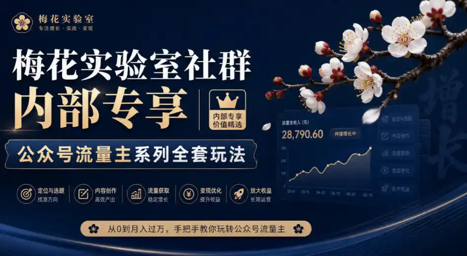 梅花实验室社群内部专享-公众号流量主系列全套玩法-二当家网创资源站