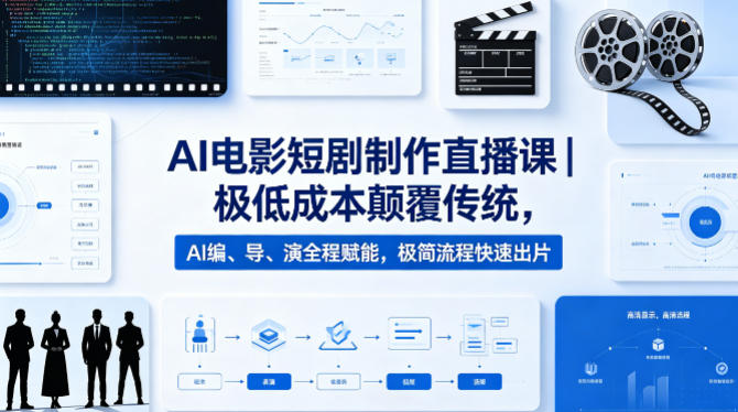 AI电影短剧制作直播课｜极低成本颠覆传统，AI编、导、演全程赋能，极简流程快速出片-二当家网创资源站