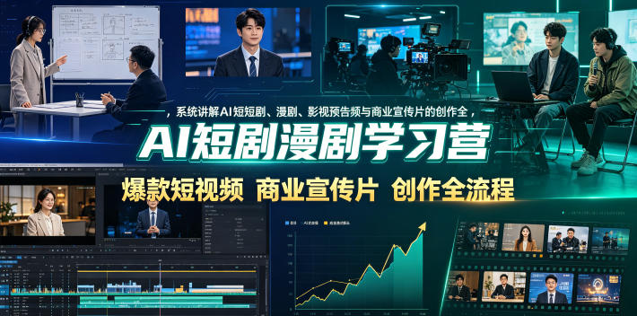 AI短剧漫剧学习营，系统讲解AI短剧、漫剧、影视预告片、爆款短视频与商业宣传片的创作全流程-二当家网创资源站