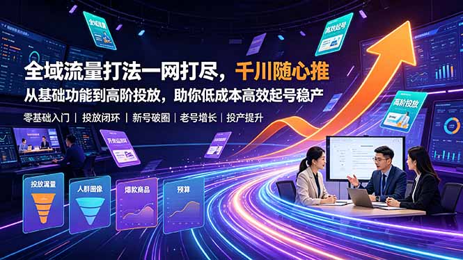 全域流量打法一网打尽,千川随心推从基础功能到高阶投放,助你低成本高效起号稳产-二当家网创资源站