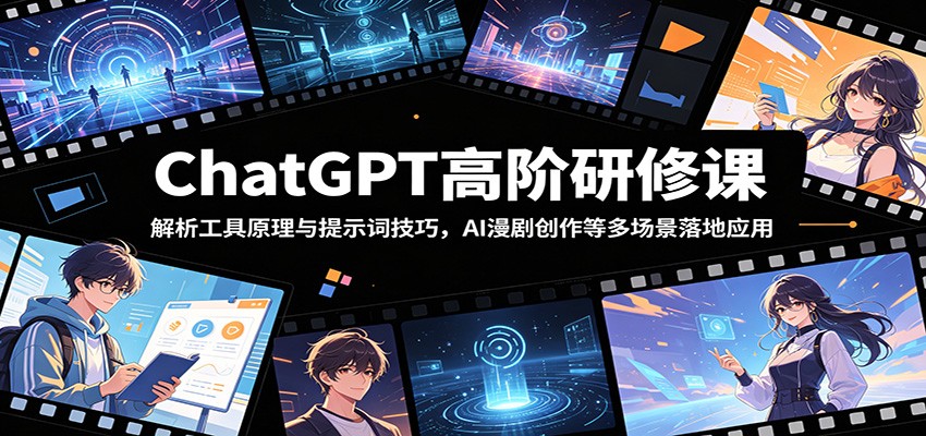 ChatGPT高阶研修课:解析工具原理与提示词技巧,AI漫剧创作等多场景落地应用-二当家网创资源站