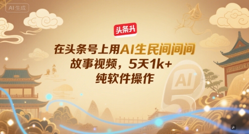 在头条号上用AI生民间故事视频，5天1k+，纯软件操作-二当家网创资源站