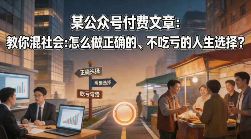 某公众号付费文章：教你混社会：怎么做正确的、不吃亏的人生选择？-二当家网创资源站