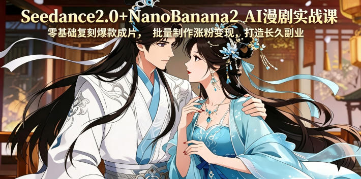 Seedance2.0+NanoBanana2 AI漫剧实战课，零基础复刻爆款成片涨粉变现，打造长久副业收益-二当家网创资源站