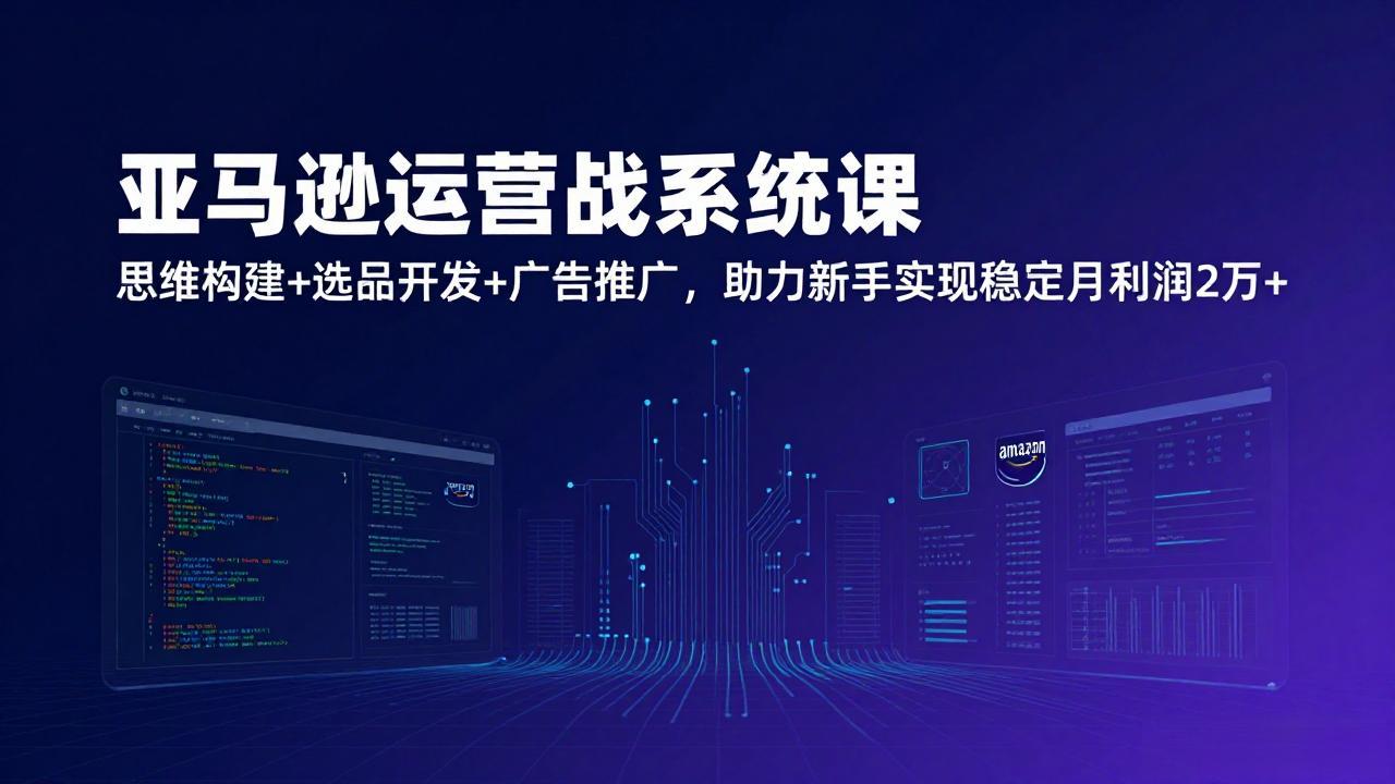 亚马逊运营实战系统课，思维构建+选品开发+广告推广，助力新手实现稳定月利润2万+(更新-二当家网创资源站