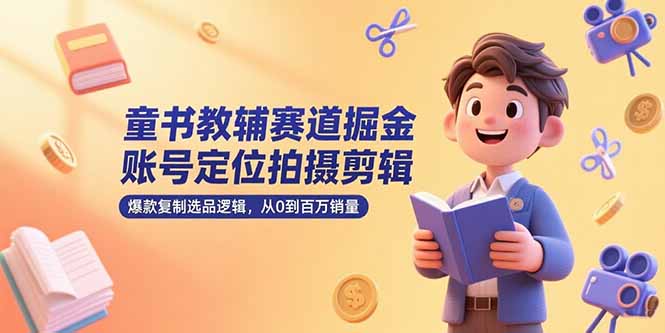 童书教辅赛道掘金，账号定位拍摄剪辑，爆款复制选品逻辑，从0到百万销量-二当家网创资源站