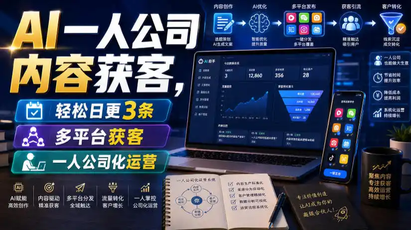 AI一人公司内容获客,轻松日更3条,多平台获客,一人公司化运营(更新0827)-二当家网创资源站