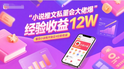 小说推文私董会大佬爆单经验分享收益12W，番茄小说每天稳定4位数收益-二当家网创资源站