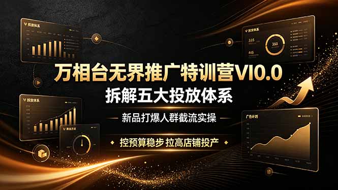 万相台无界推广特训营VI0.0,拆解五大投放体系,新品打爆人群截流实操,控预算稳步拉高店铺投产-二当家网创资源站