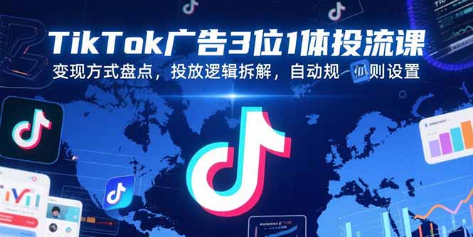 TikTok广告3位1体投流课，变现方式盘点，投放逻辑拆解，自动规则设置-二当家网创资源站