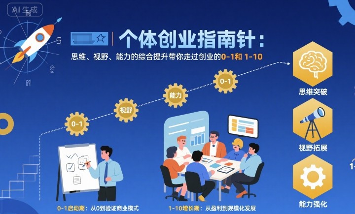 个体创业指南针，思维、视野、能力的综合提升带你走过创业的0-1和1-10【音频】-二当家网创资源站