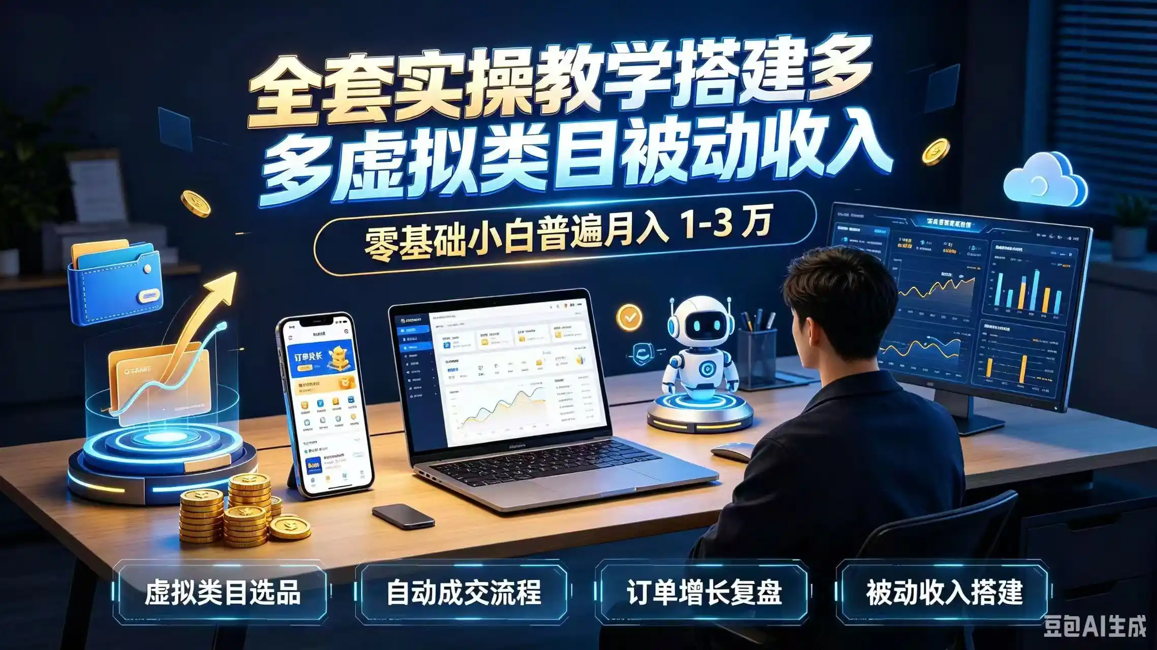 全套实操教学搭建多多虚拟类目被动收入,零基础小白普遍月入 1-3 万-二当家网创资源站