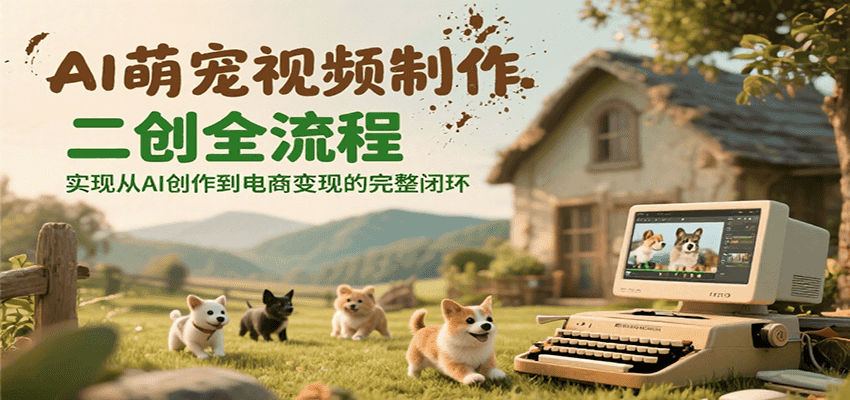 AI萌宠视频制作二创全流程，实现从AI创作到电商变现的完整闭环-二当家网创资源站