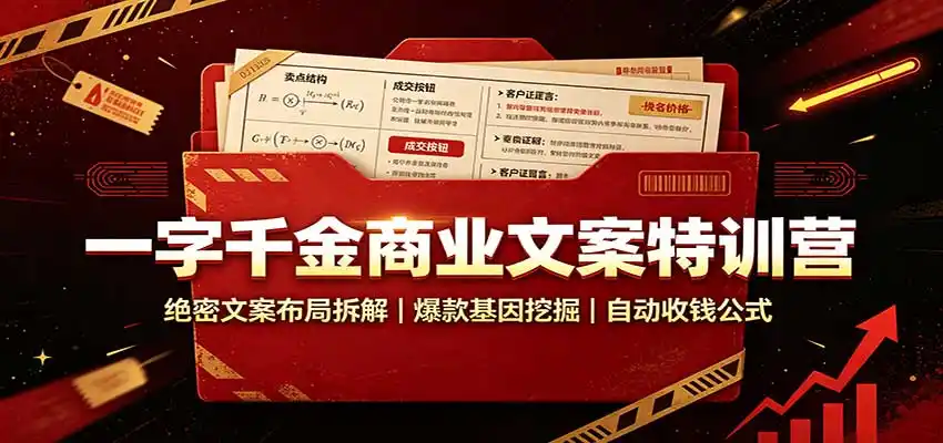 一字千金商业文案特训营:绝密文案布局拆解,爆款基因挖掘,自动收钱公式-二当家网创资源站