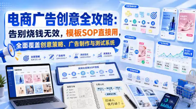 电商广告创意全攻略:告别烧钱无效,模板SOP直接用,全面覆盖创意策略、广告制作与测试系统【原创双语字幕】-二当家网创资源站