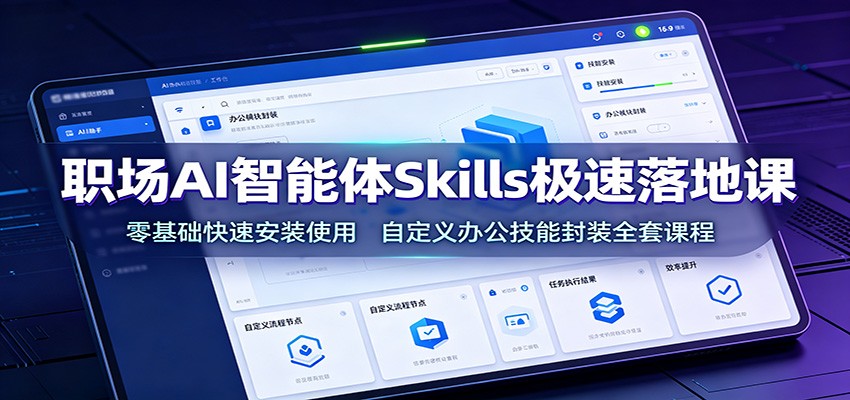 职场AI智能体Skills极速落地课:零基础快速安装使用,自定义办公技能封装全套课程-二当家网创资源站
