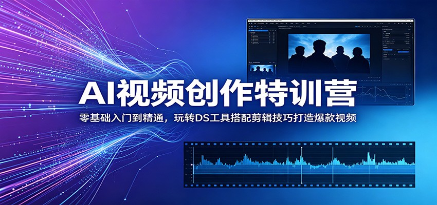 AI视频创作特训营：零基础入门到精通，玩转DS工具搭配剪辑技巧打造爆款视频-二当家网创资源站