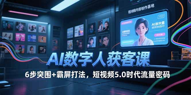 AI数字人获客课，6步突围+霸屏打法，短视频5.0时代流量密码-二当家网创资源站