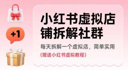 小红书虚拟店铺拆解社群，每天拆解一个虚拟店，简单实用(赠送小红书虚拟教程)-二当家网创资源站