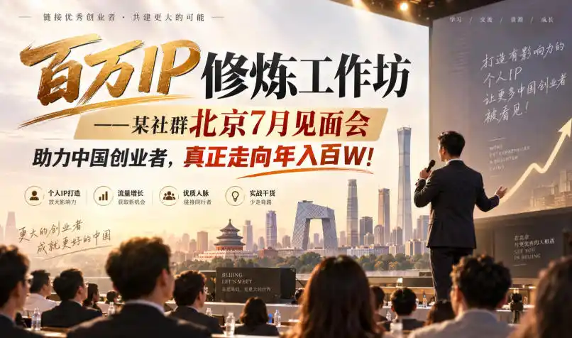 百万IP修炼工作坊——某社群北京7月见面会,助力中国创业者,真正走向年入百W!-二当家网创资源站