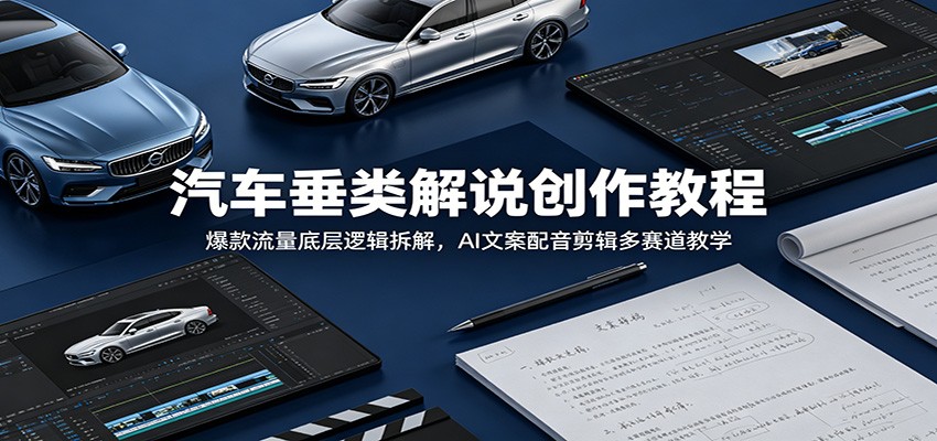 汽车垂类解说创作教程:爆款流量底层逻辑拆解,AI文案配音剪辑多赛道教学-二当家网创资源站