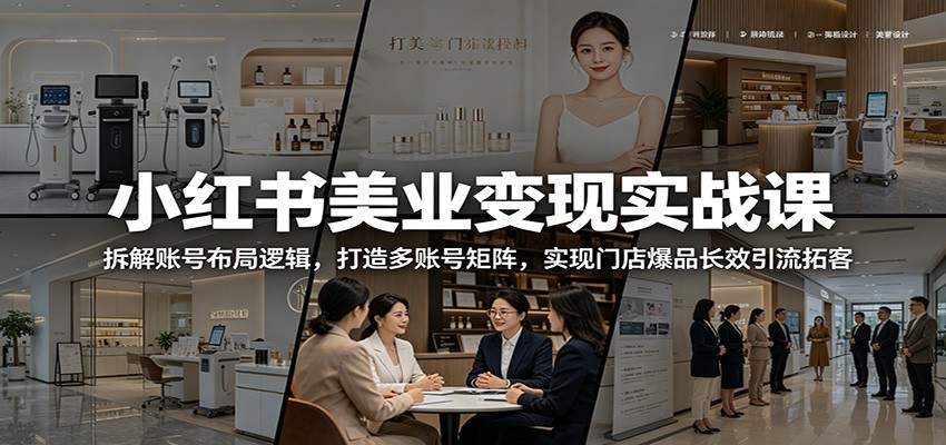 小红书美业变现实战课：拆解账号布局逻辑，打造多账号矩阵，实现门店爆品长效引流拓客-二当家网创资源站