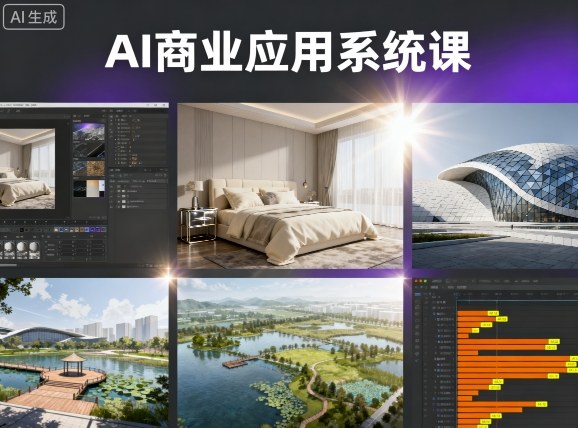 AI商业应用系统课，室内-软装-建筑-景观，智能设计+效果图+动画画实战-二当家网创资源站