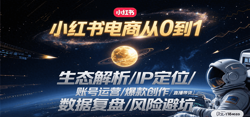 小红书电商从0到1：生态解析/IP定位/ 账号运营/爆款创作/直播带货/数据复盘/风险避坑-二当家网创资源站
