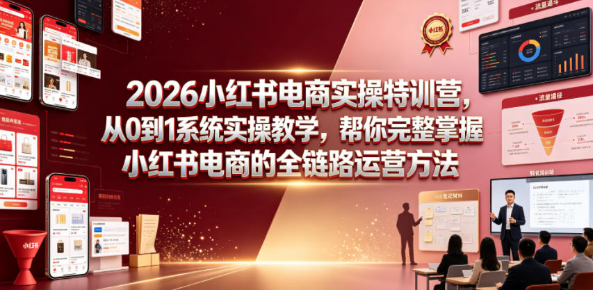 2026小红书电商实操特训营,从0到1系统实操教学,帮你完整掌握小红书电商的全链路运营方法-二当家网创资源站
