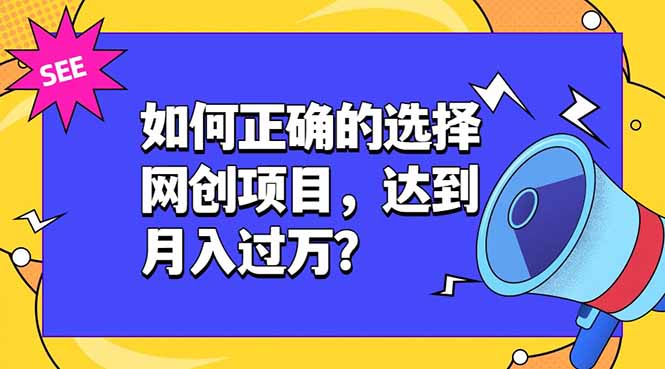 如何正确的选择网创项目，达到月入过万？，本课程教你正确选择项目。-二当家网创资源站