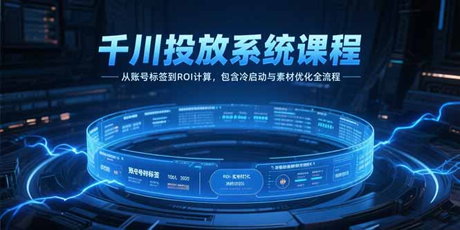 千川投放系统课程，从账号标签到ROI计算，包含冷启动与素材优化全流程-二当家网创资源站