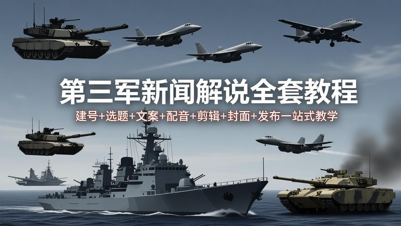 第三军迷新闻解说全套教程：建号+选题+文案+配音+剪辑+封面+发布一站式教学-二当家网创资源站