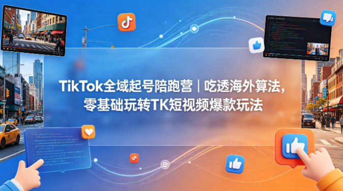 TikTok全域起号陪跑营｜吃透海外算法，零基础玩转TK短视频爆款玩法-二当家网创资源站