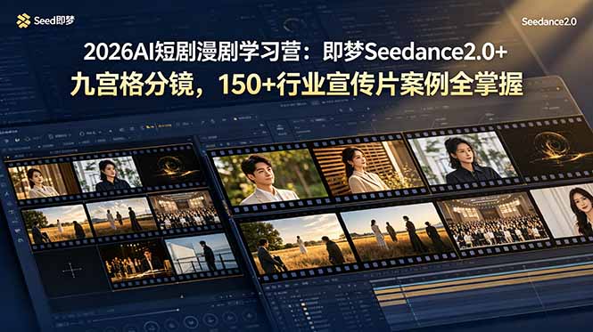 2026AI短剧漫剧学习营：即梦Seedance2.0+九宫格分镜，150+行业宣传片案例全掌握-二当家网创资源站