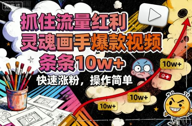 抓住流量红利，灵魂画手爆款视频，条条10w+，快速涨粉，操作简单-二当家网创资源站