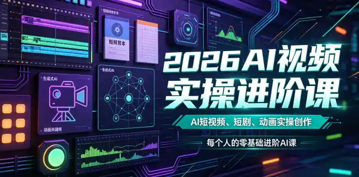 2026AI视频实操进阶课，AI短视频、短剧、动画实操创作，每个人的零基础进阶ai课(更新0825)-二当家网创资源站