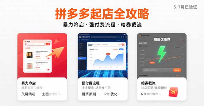 拼多多起店全攻略，暴力冷启，强付费流程，暗券截流，5-7月已验证的方法-二当家网创资源站