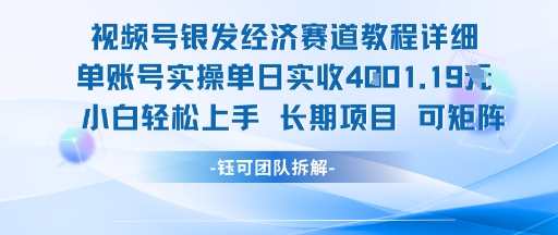 视频号银发经济赛道单账号实操单日实收1k+，小白轻松上手长期项目-二当家网创资源站