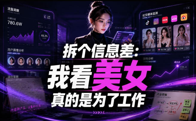 【理直气壮】我给看美女找了一个非常恰当的理由，信息差项目-二当家网创资源站