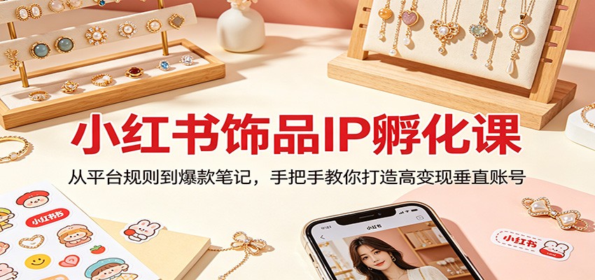 小红书饰品IP孵化课：从平台规则到爆款笔记，手把手教你打造高变现垂直账号-二当家网创资源站