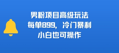 男粉项目高级玩法，每单899，冷门暴利，小白也可操作-二当家网创资源站