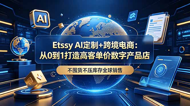 Etsy AI定制+跨境电商：从0到1打造高客单价数字产品店，不囤货不压库存全球销售-二当家网创资源站