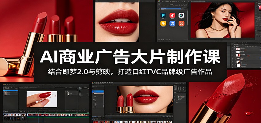 AI商业广告大片制作课：结合即梦2.0与剪映，打造口红TVC品牌级广告作品-二当家网创资源站